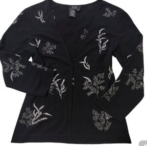 NWOT BCBG Silver Embroidered Cardigan.